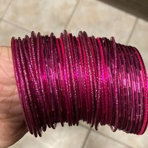 Magenta Purple Set of 44 Metal Bangles